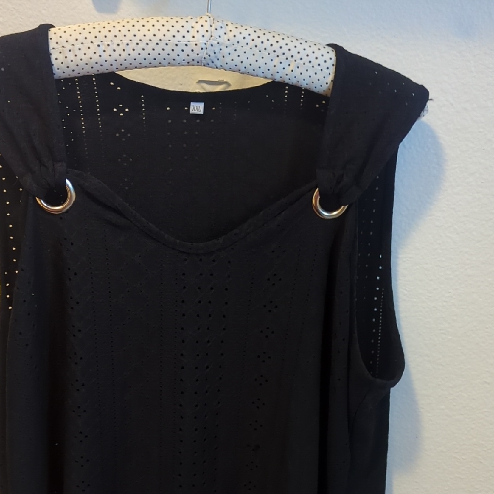 Source Unknown Black Eyelet Tank Top